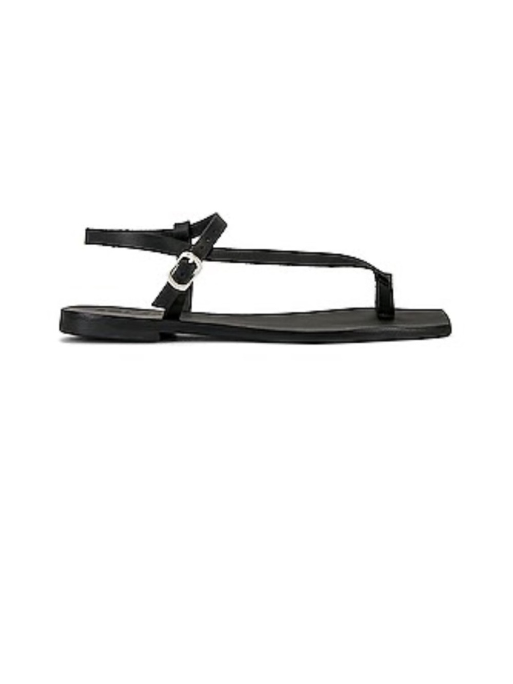 Revolve Sol Sana Lexus Sandal in Black Flat Leather Square Toe Size 10 EUC